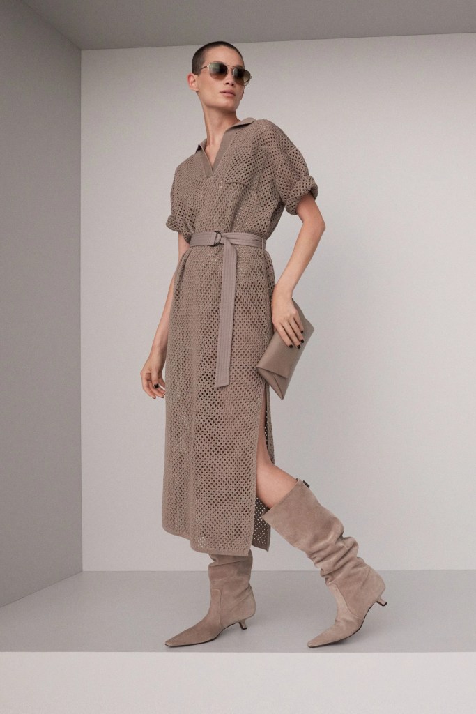 Brunello Cucinelli Spring 2024 Ready To Wear - outfit with knee-high boots