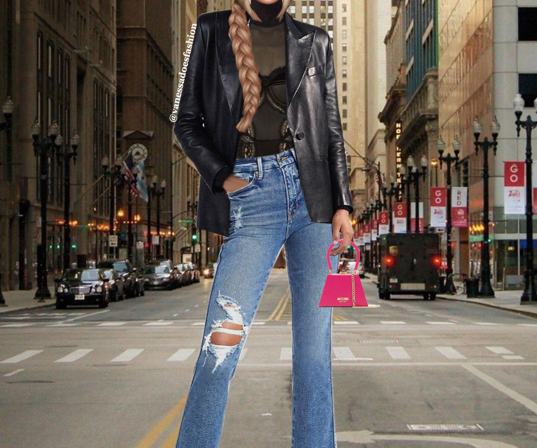 lace leather street look